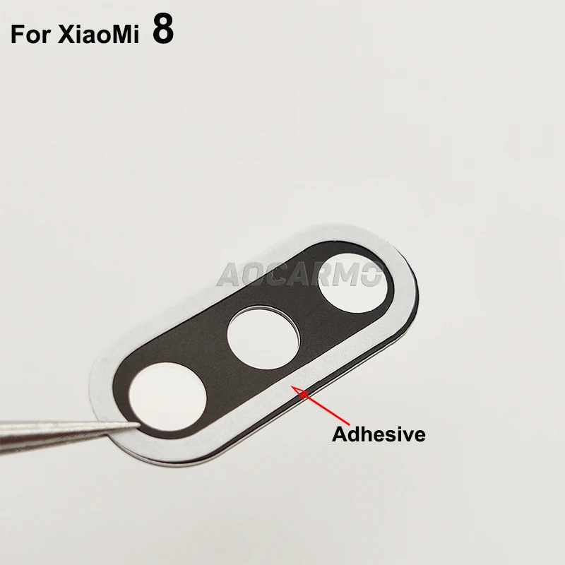 Aocarmo-عدسة الكاميرا الخلفية لـ XiaoMi 8 mi 8 ، مع لاصق وإطار العدسة ، مع ملصق