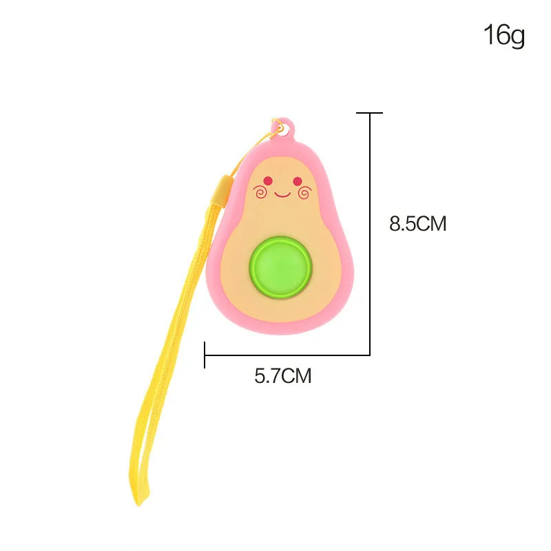 Cute Avocado Silicone Keychain Toy Simple Dimple Sensory Push Pop Portable Cartoon Decoration Pressure Relief Decompression Toys