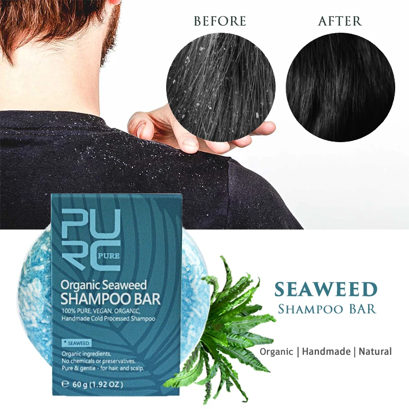 

PURC Seaweed Shampoo Bar Gentle for Nourishing Hair Anti Dandruff & Itchy Scalp Hamdmade Soap Wash Hair Care