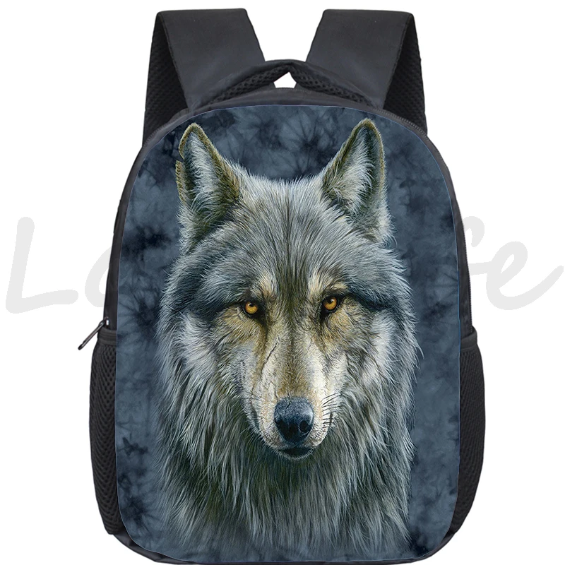 Mochila escolar de animales para niños y niñas, bolsa de guardería, Mini Mochilas escolares de Lobo, Mochilas diarias