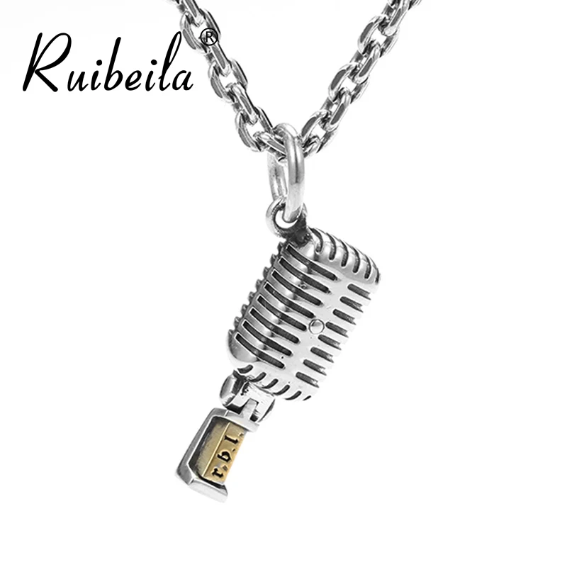 

Ruibeila original microphone pendentif hommes argent 925 personnalité rétro hip-hop hommes et femmes pendentif cadeau de mode