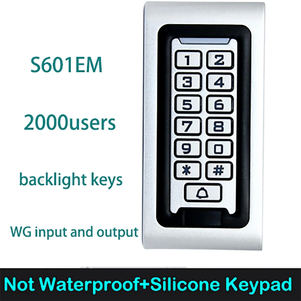 IP68 Waterproof Backlight 125Khz RFID Card Standalone Access Control Reader Password Keypad 2000 Users Outdoor Lock System