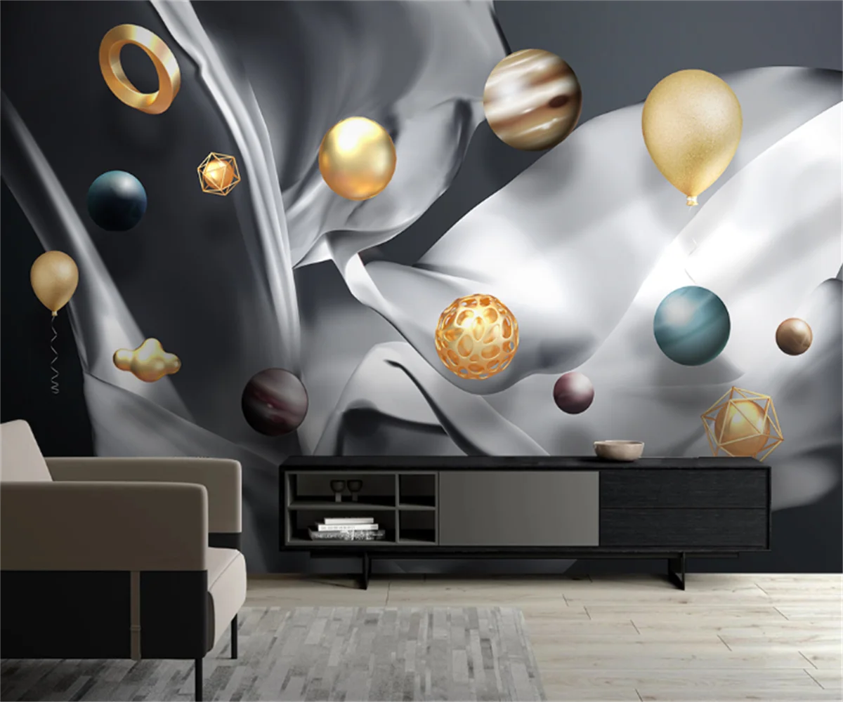 

Custom European style fashion 3D three-dimensional planet light luxury TV background wall mural hotel tooling wallpaper papel