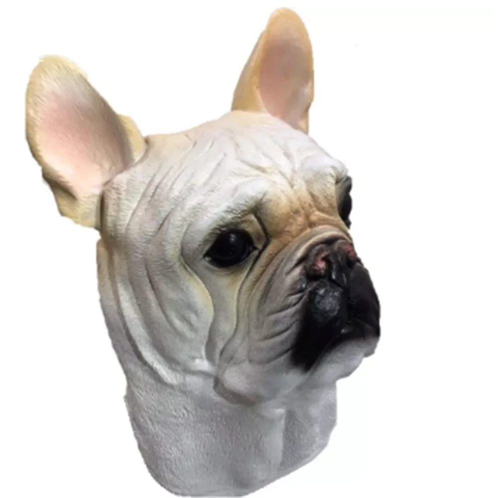 French Bulldog Mask Full Head Deluxe Latex Dog Animal Masks Fancy Dress Costume