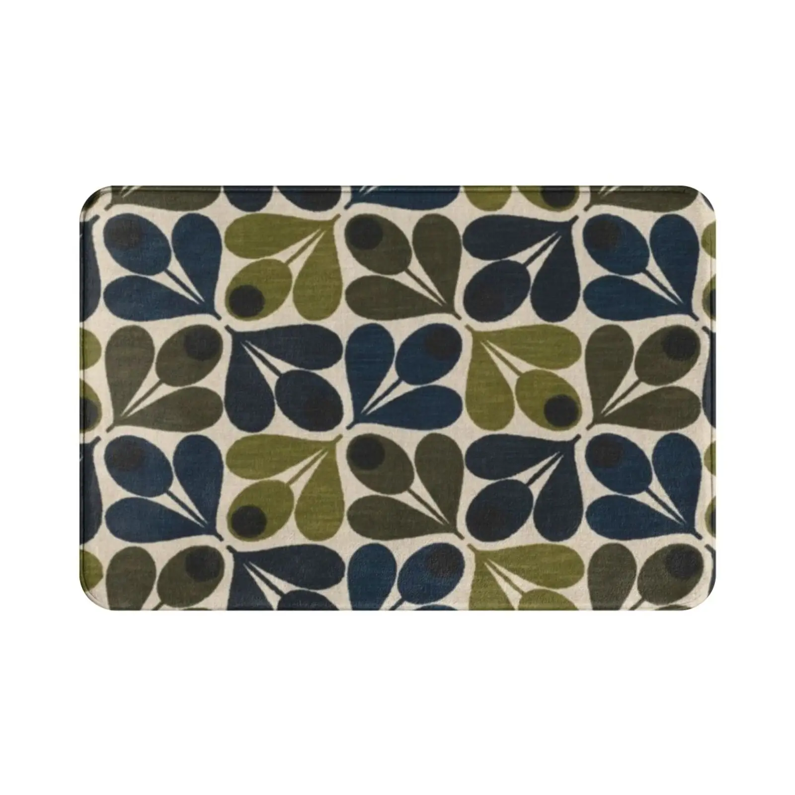 Orla Kiely Design Carpet Mat Rug Cushion Soft Non-Slip Marimeko Ivory Hygge Danish Blue Background 1970 1960s 1960 Texture