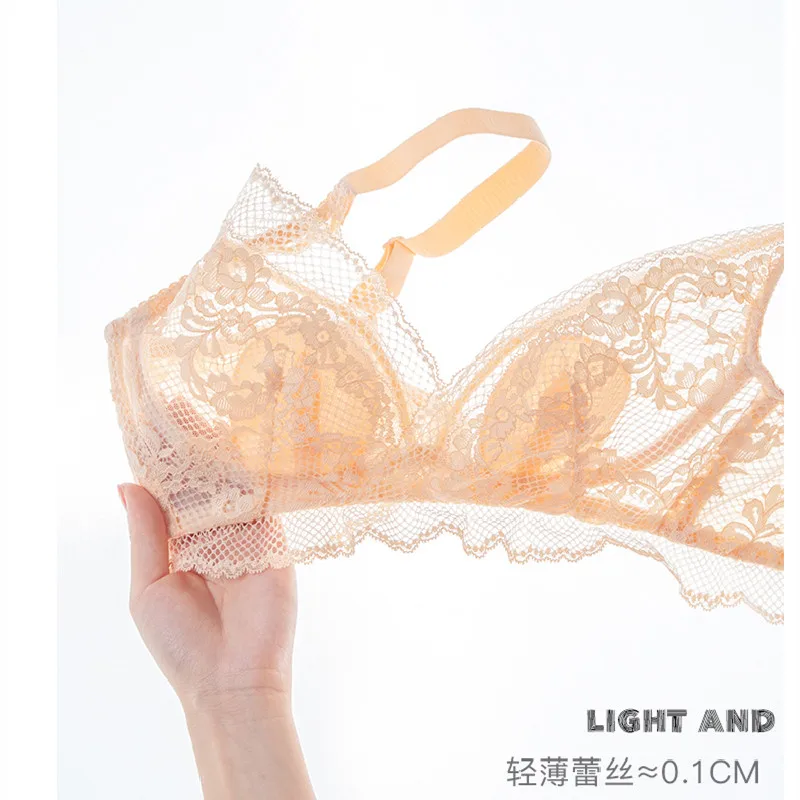 Xianqifen ultra thin lace minimizer bralette lingerie intimates brassiere girl top bh plus size summer BCD cup 36 38 40 foloral