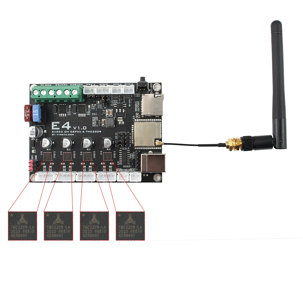 Scheda FYSETC E4 scheda di controllo minima della stampante 3D basata sul microcontrollore ESP32 di ESPRESSIF Wi-Fi e Bluetooth integrati