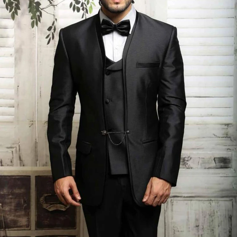 

3 Piece Italian Wedding Tuxedo with Double Breasted Waistcoat Black Formal Men Suits Elegant Male Fashion Blazer Pants 2023