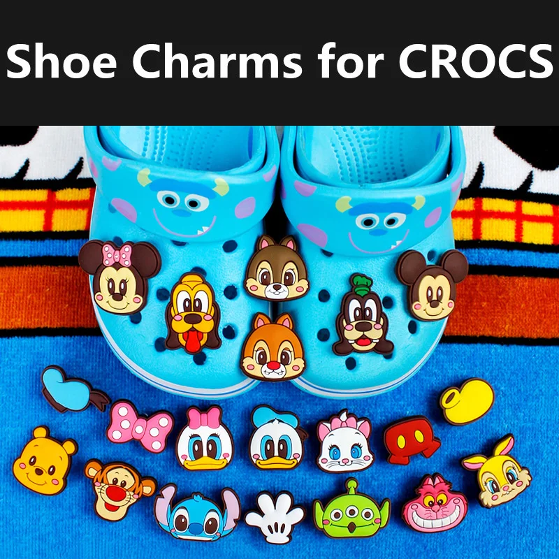 1pcs Croc Charms Disneys Cartoon Icons Cute Accessories Elegance Shoe Decoration for Women Children Boys Gifts PVC Badges Set