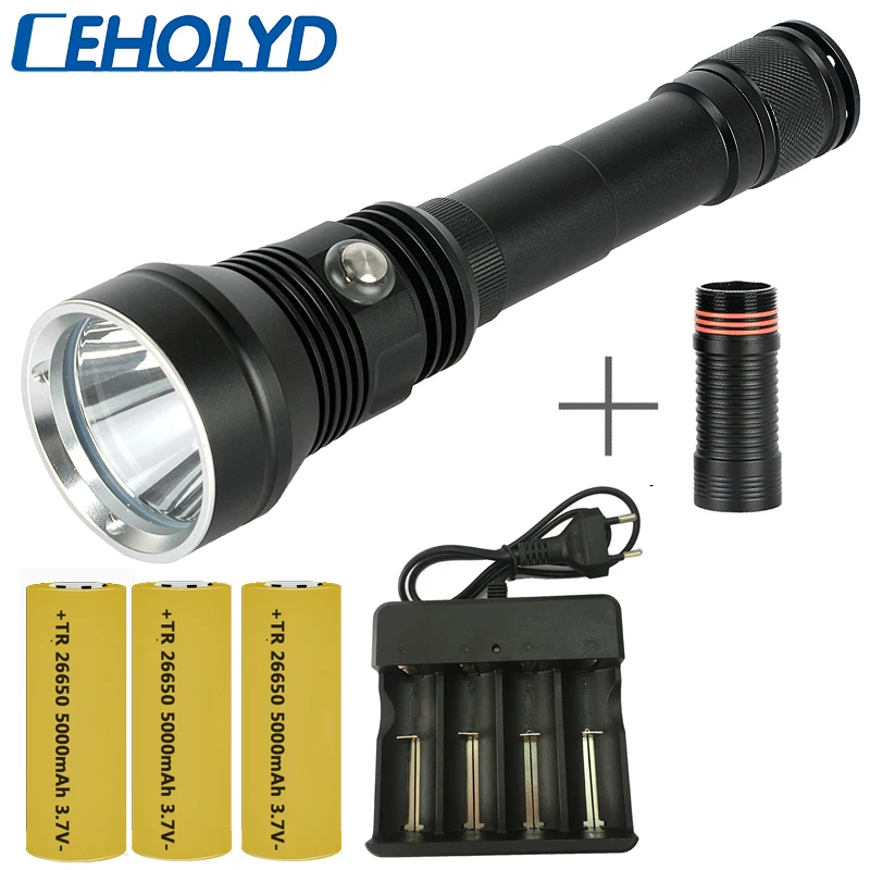 

Super Bright Diving Led Flashlight Military Grade XHP70 Torch Waterproof IPX8 Underwater 80m Power 3pcs 18650 Battery Ceholyd