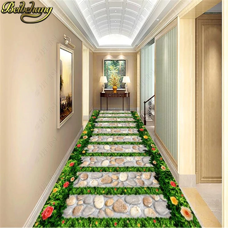 beibehang Custom photo wallpaper floor painting stickers black and white marble stone aisle self-adhesive PVC floor wall paper