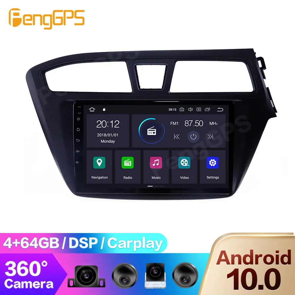 360 Panorama Camera for Hyundai I20 2015-2017 Radio DVD Player Android Multimedia GPS Navigation Car Stereo Touchscreen 4G+64G