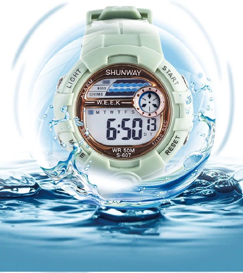 Electronic Watch for Kids Student Swimming Children Digital Sport Clock Waterproof 50M shockproof Big Battery Colorful Watch 607