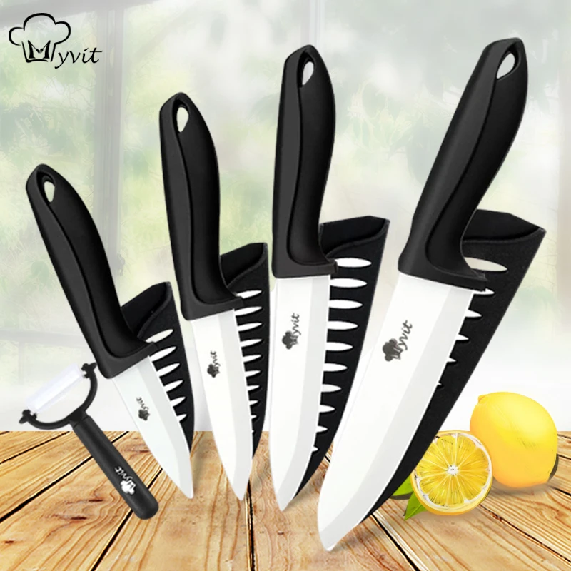 Ceramic Knife Set 3 4 5 6 inch Chef Utility Slicer Paring Ceramic Knives with Peeler Kitchen Knife Zirconia Blade Cooking Cutter