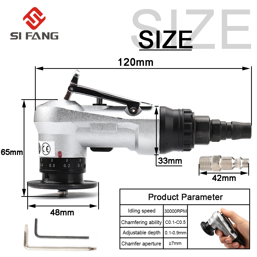 Mini Pneumatic Chamfering Machine Metal Trimming 45° Arc Beveling Machine Air Tools With Blades Bearings Kit 30000RPM