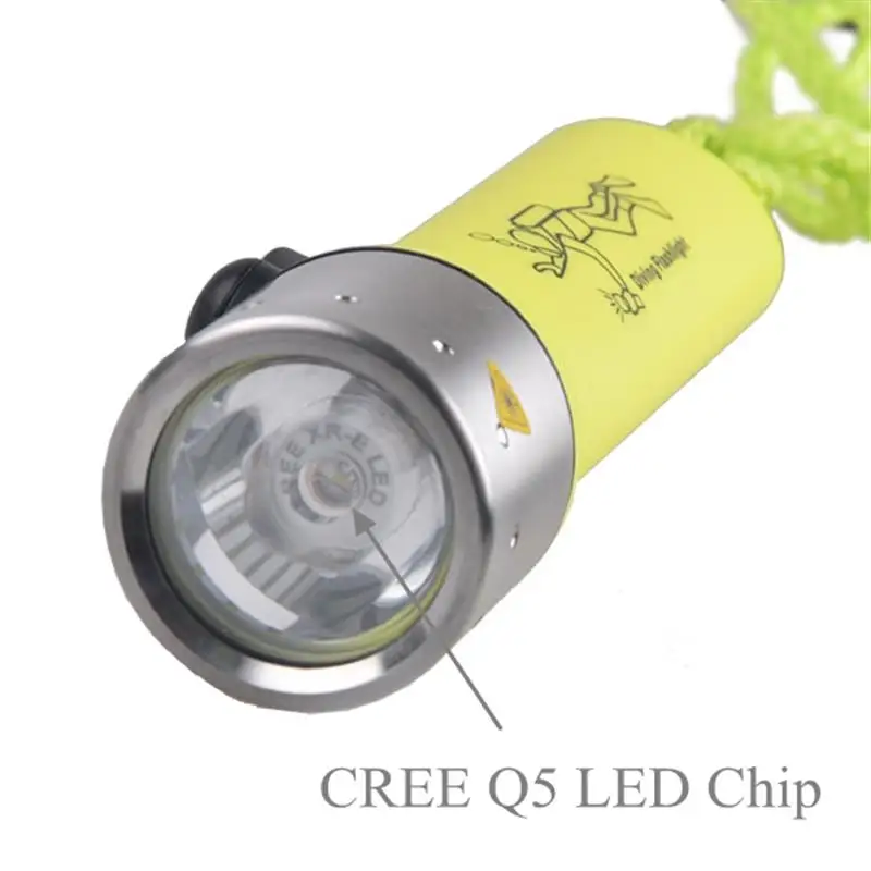 TMWT Bright Scuba Diving Flashlight Yellow body AA Battery Powerful Q5 LED Lamp Underwater Waterproof Diving Light