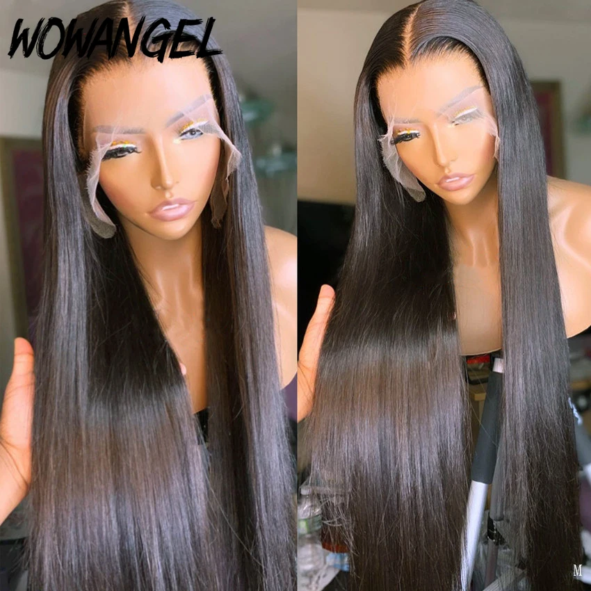 13X6 Invisible HD Lace Frontal Wigs 250% Straight Melt skins Lace Front Human Wigs Pre Plucked For Black Women Bleached Knots