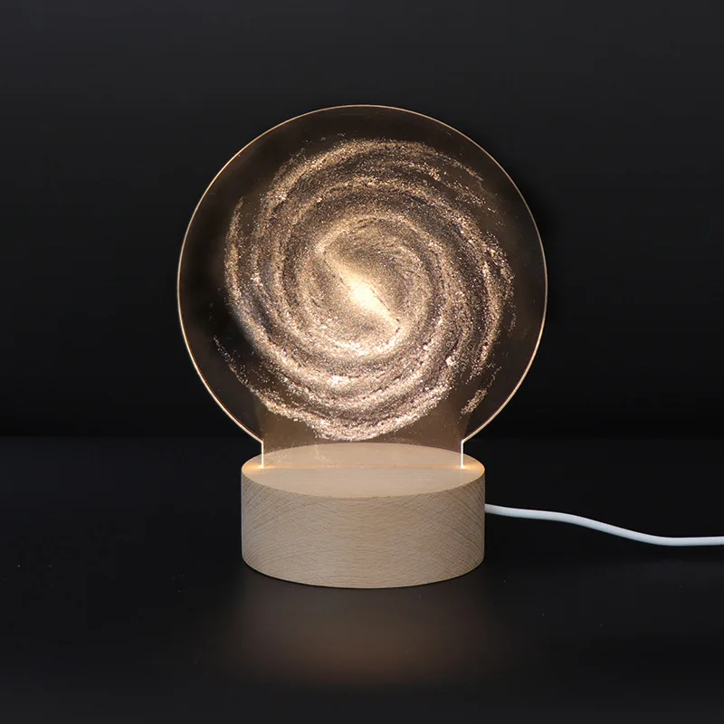 

Milky Way Night Light Panel Wooden Acrylic Shines 3D LED Globe Light Night Light Desk Holiday Gift Crafts New Home Decoration