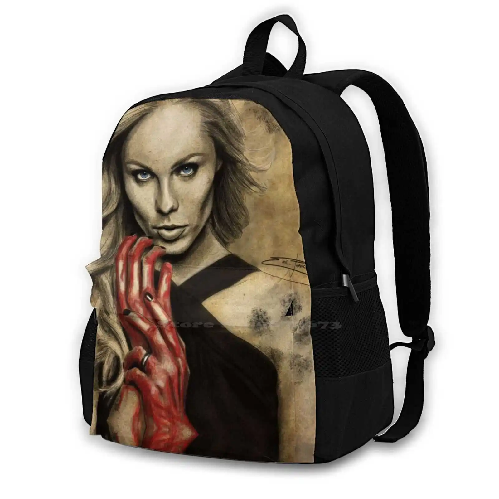 Wolf Blood Backpack For Student School Laptop Travel Bag Elena Michaels Laura Vandervoort Bitten Bite Werewolf Blood Blue Eyes