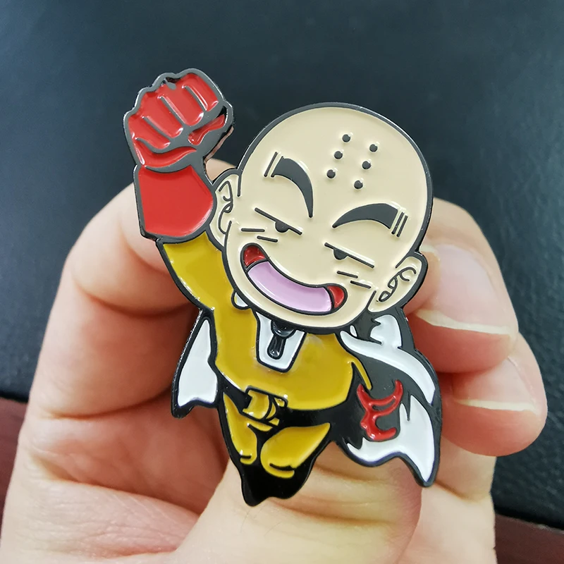 Kawaii Manga Fighter Krillin Enamel Pin APro Hero, who is currently working for the Dragon Team Agency as a sidekick.