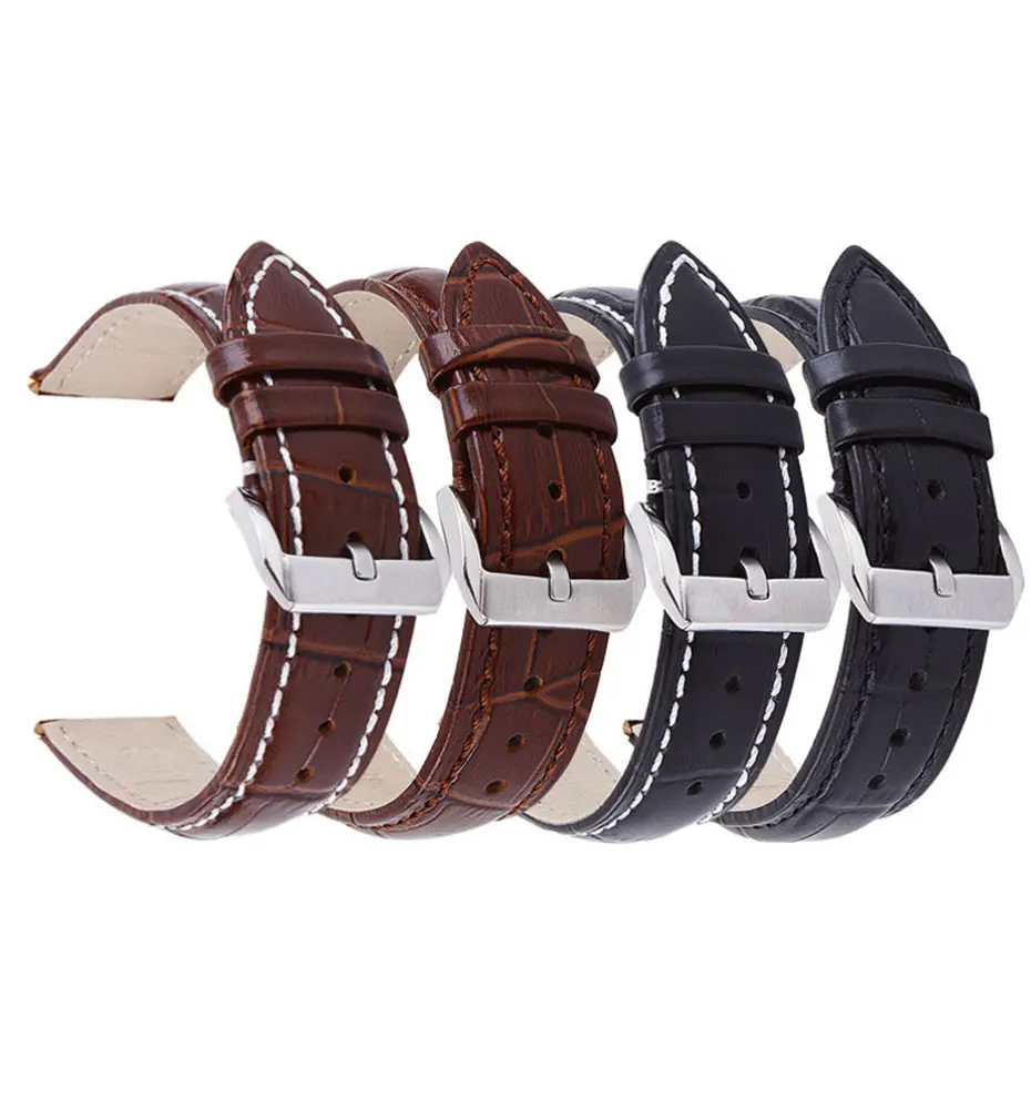 UTHAI Z20 Watchband Crocodile Pattern Strap 14mm 16mm 18mm 20mm 22mm 24mm Silver Metal Buckle Clasp Women Men Watch band