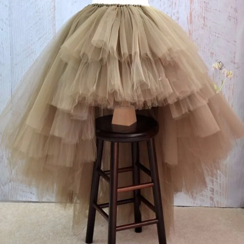 

High Low Tiered Puffy Tulle Skirts For Women Floor Length Long Women Skirt Tutu 2020 Custom Made