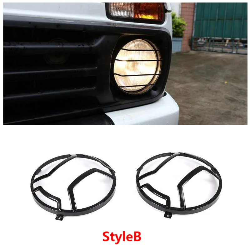 For LADA NIVA Carbon Steel Front Headlight Lampshade Protector Cover Net Car Moulding Trim Accessories 2 PCS Set