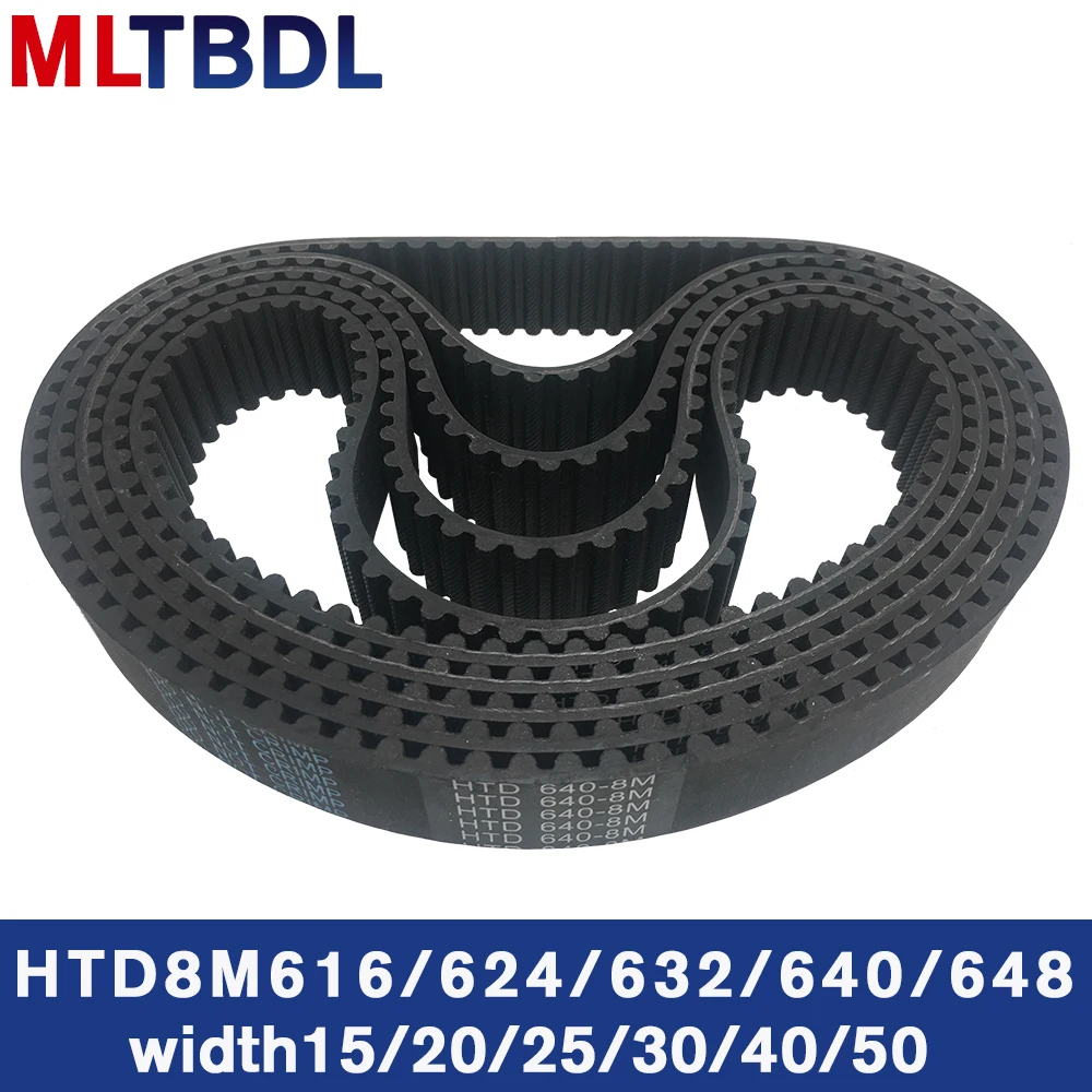 

Rubber synchronous belt HTD8M 616 624 632 640 648 pitch=8mm arc tooth industrial transmission belt toothed belt width 20/30/40mm