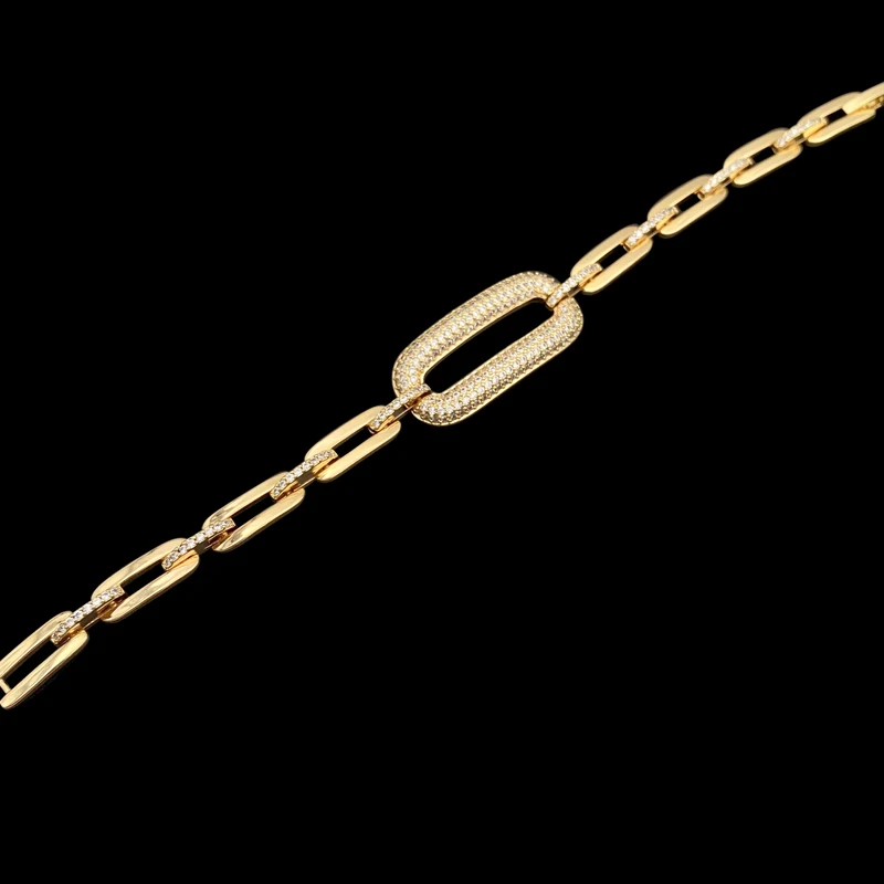 Lanruisha Simple Bracelet Copper Chain Zircon Micro-Inlaid  Geometric Square Classic Female Party Fashion Jewelry Best Gift