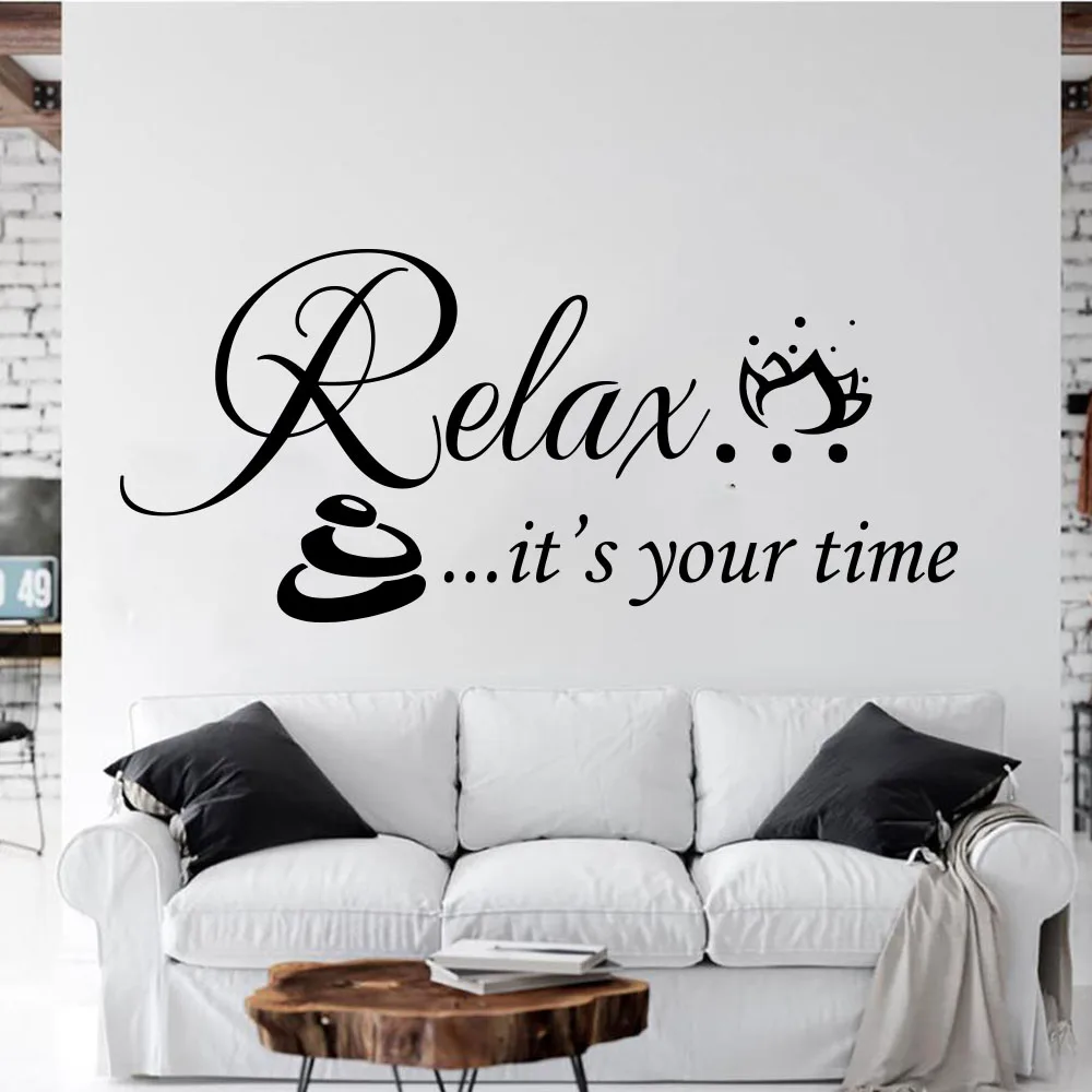 Modern Spa Beauty Salon Relax It's Your Time Wall Sticker Bathroom Yoga Studio Massage Quote Wall Decal Home Decor