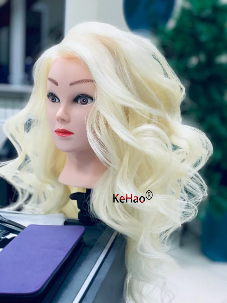 Ausbildung Kopf Mit 85% Blonde Weiß Echt Haar Kann Praxis Wellung Heißer Eisen Geraderichten Frisur Puppe Mannequin Kopf Friseur