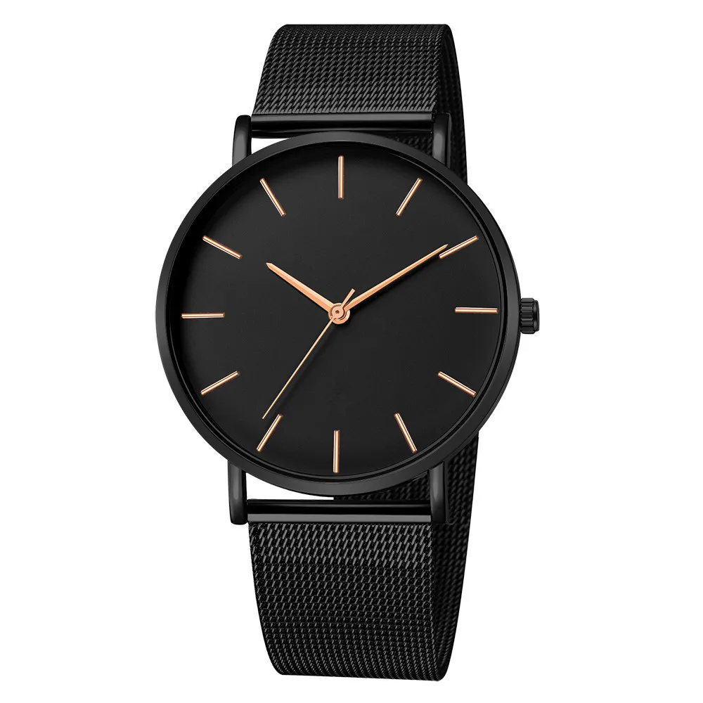 Montre à Quartz Ultra fine pour hommes, Simple, Business, en acier inoxydable, maille, ceinture, décontracté