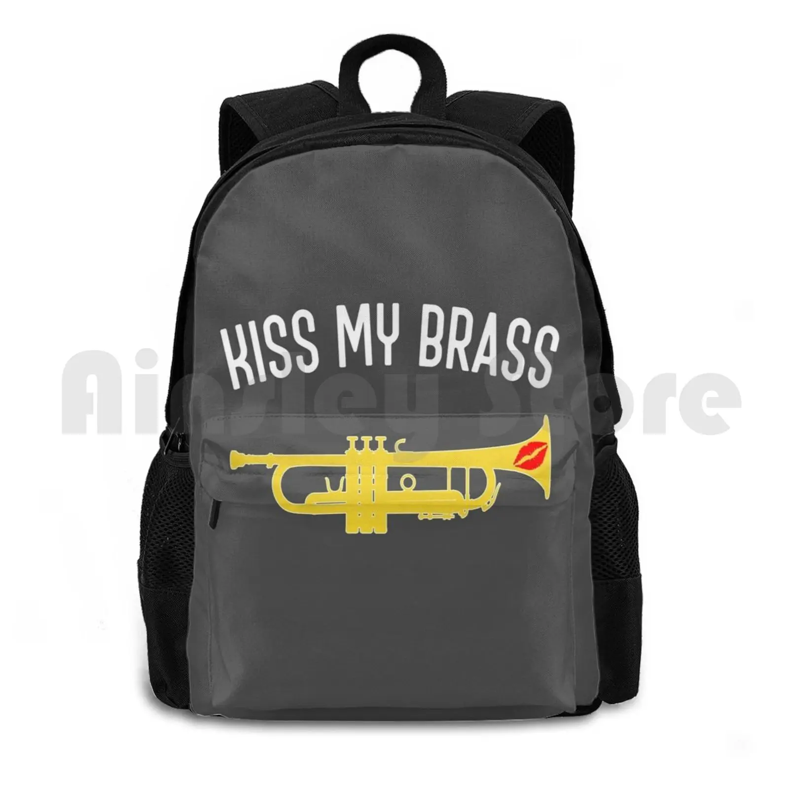 Funny Trumpet Gift , Marching Band , Concert Band-Kiss My Brass Outdoor Hiking Backpack Riding Climbing Sports Bag Trumpet