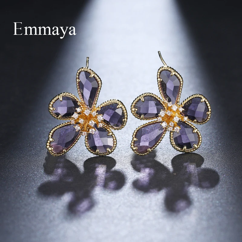 Emmaya Female Fashion Flower Modelling Earring With Cubic Zircon Muliticolor Choice Elegant Jewelry In Wedding Party