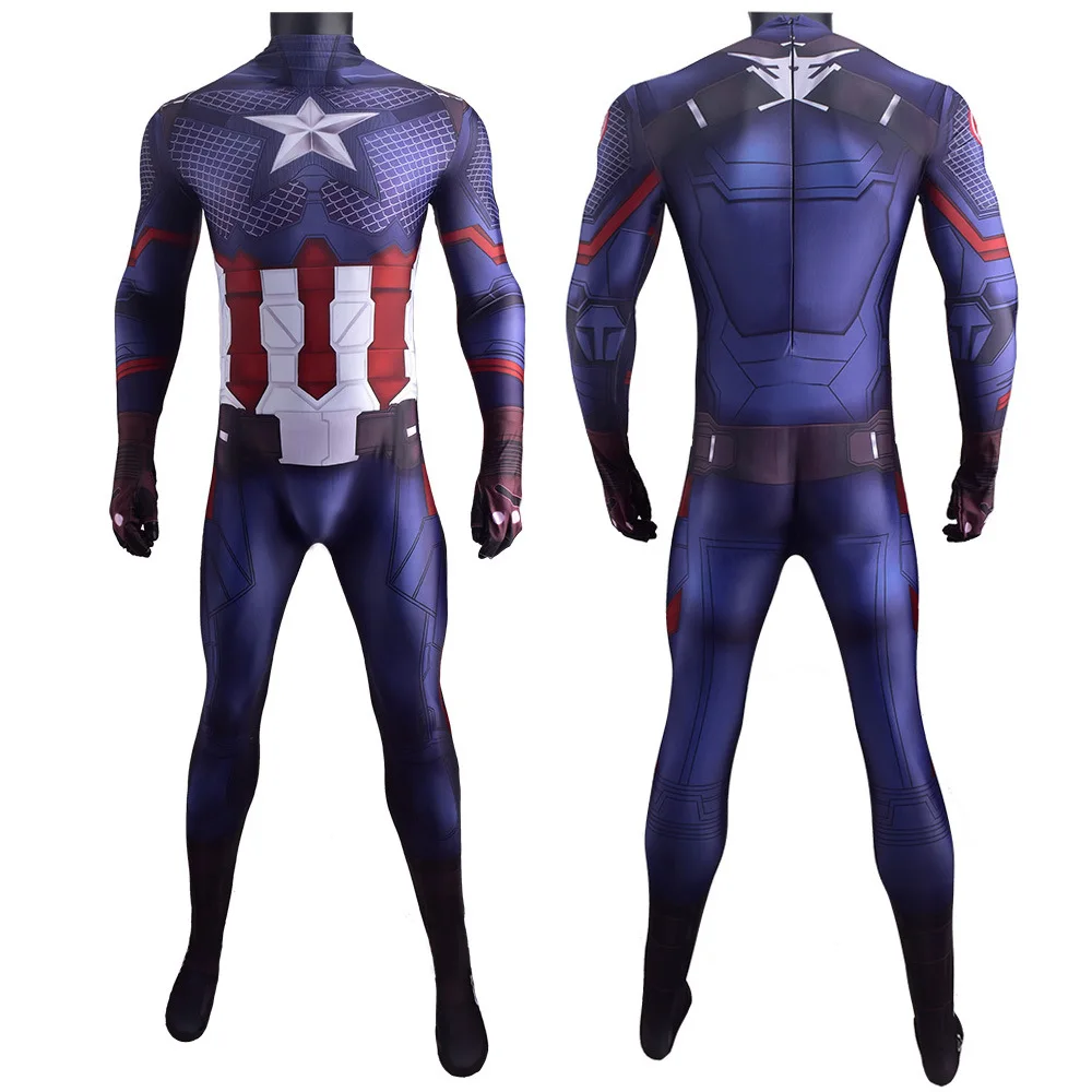 Captain America Cosplay Steve Rogers Costume Superhero Captain America Spandex Zentai Bodysuits Jumpsuit Halloween Costume