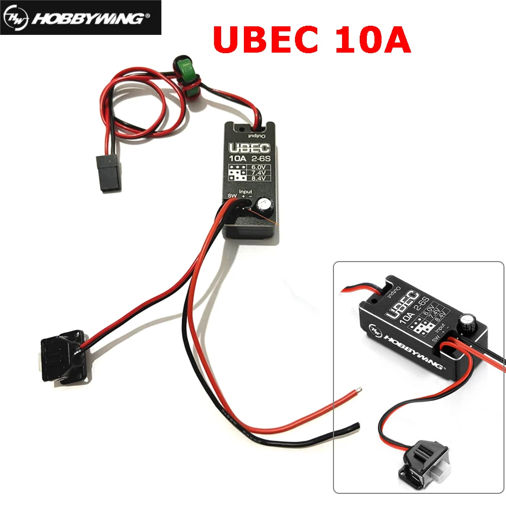 

Hobbywing BEC Module 10A UBEC 2-6S 6V/ 7.4V/ 8.4V Adjustable Voltage With Metal Shell for RC Cars