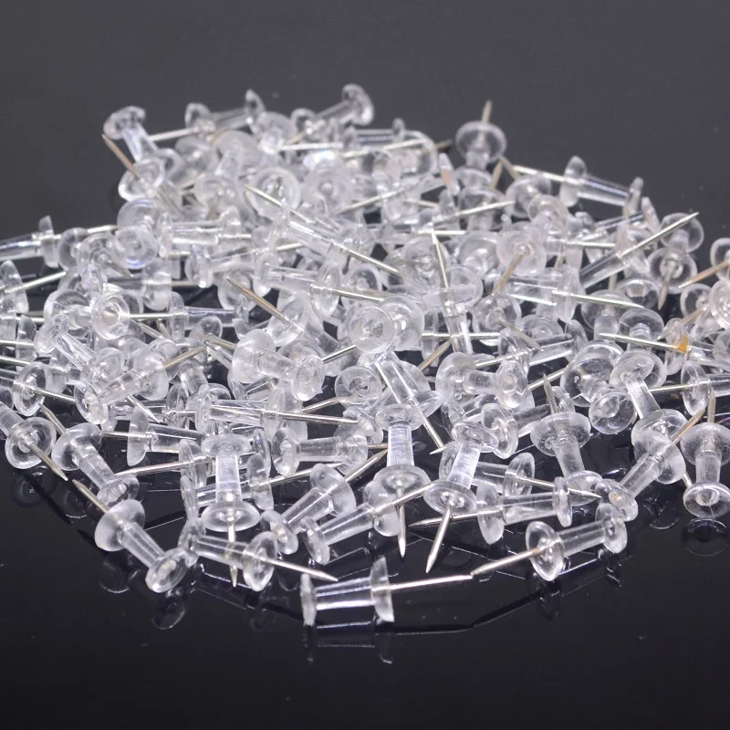 

200pcs/lot Clear Push Pins Transparent Plastic Thumb Tack Office Supplies