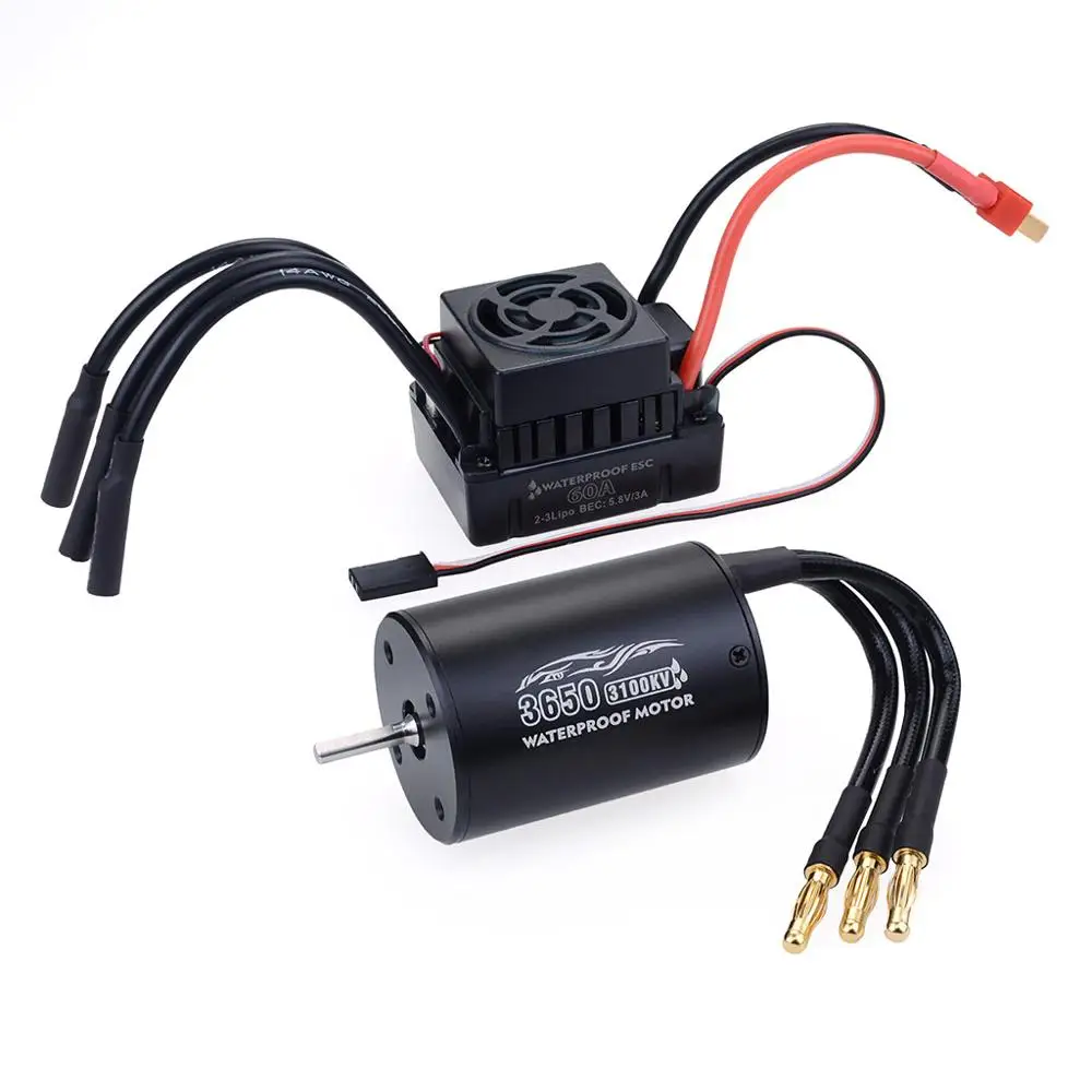 Çok fonksiyonlu aşmak hobi su geçirmez 3650 2300KV/3100KV/3900KV fırçasız Motor 60A ESC Combo ile 1/10 RC araba kamyon için