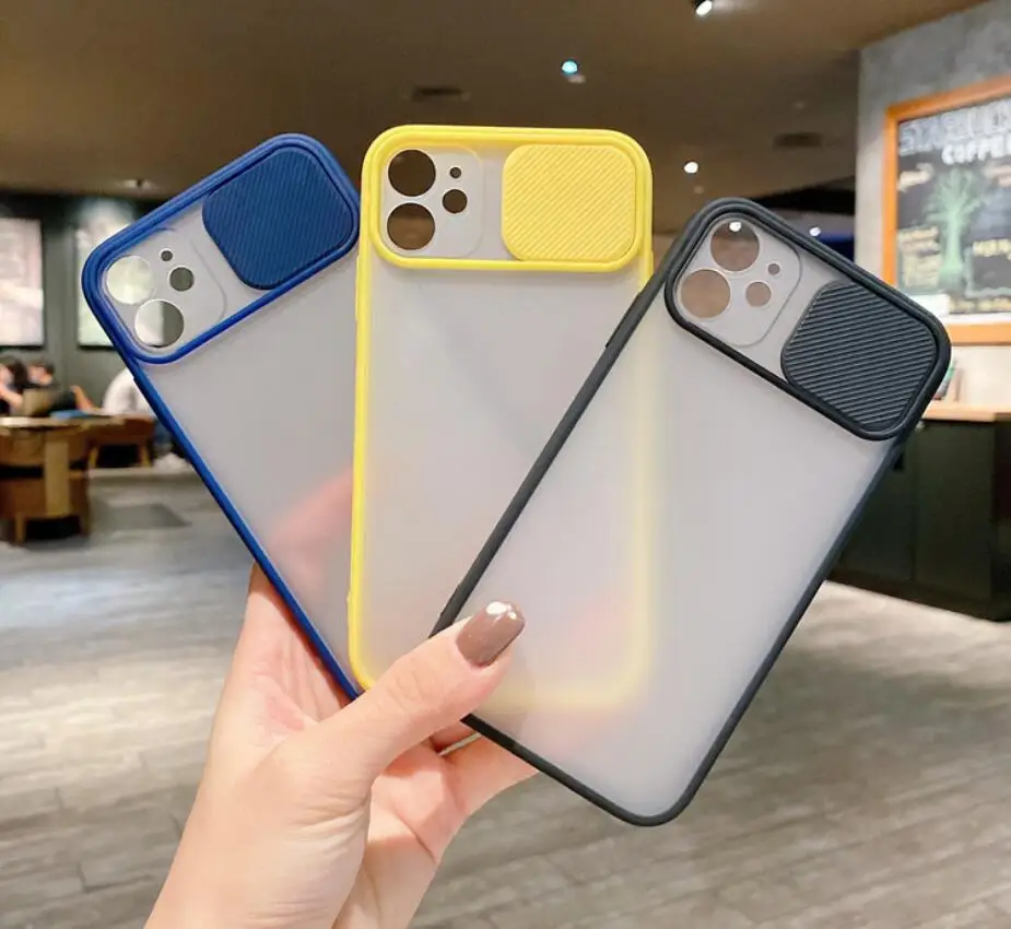 25PCS Matte Transparent Sliding Window Case For iPhone 14 13 12 MiNi Pro Max 11 Pro 8 7 6 6s Plus Xr Xs Max X SE 2020 Soft Cover