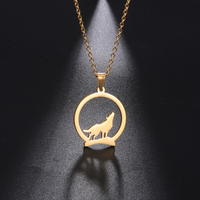 Cazador Gold Color Hollow Wolf on the Hill Animal Pendant Necklaces for Women Men Stainless Steel Jewelry Chain on the Neck 2025