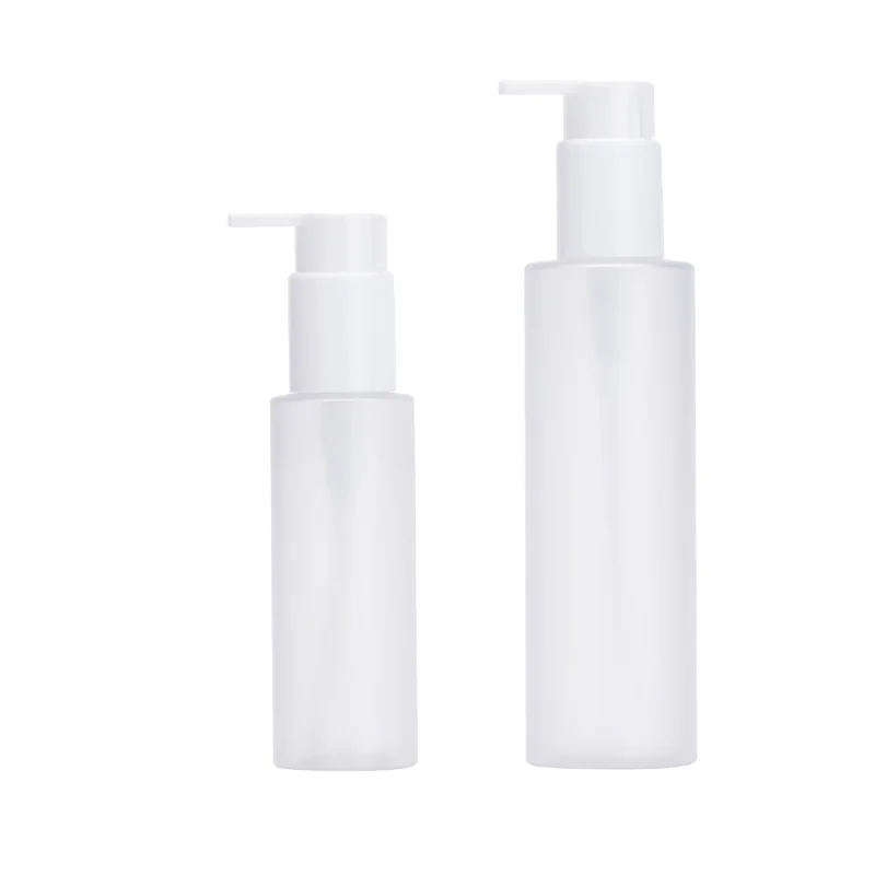 20pcs Lotion Pump Bottle Flat Shoulder Frosted Emulsion Round Cosmetics 100ml 200ml Empty Plastic Shampoo Refillable Bottles