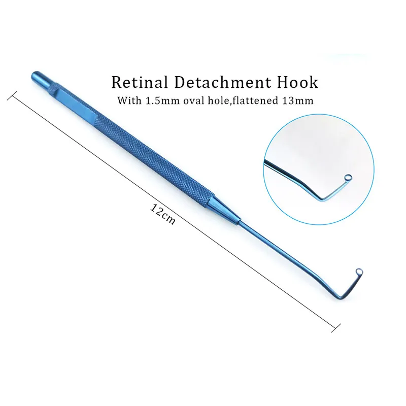 1pcs 120mm Retinal Detachment Hook with 1.5mm Oval Hole Titanium Ophthalmic Microsurgical Instrument