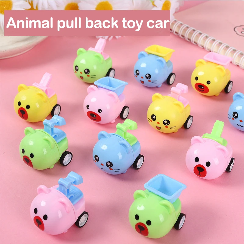 1PCS Mini Cartoon Animal Pull Back Car Children Pull Back Engineering Car Toy Kids Educational Toy Girl Boy Birthday Gift Random