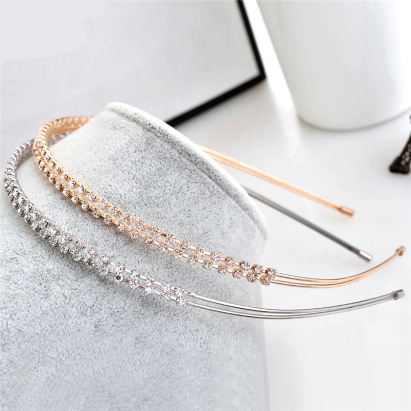 Fashion Hairband for Women Crystal Rhinestone  Headband Gold Silver Color Headpiece Lady Girls Headdress Hair Accessories