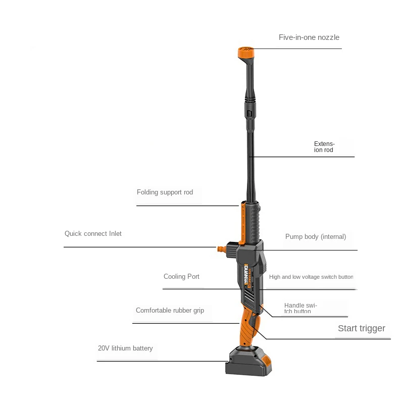 Professional 12-20V Cordless Car Washer High Pressure Automatic Car Washer Electric Cleaning Gun Device Car Hose