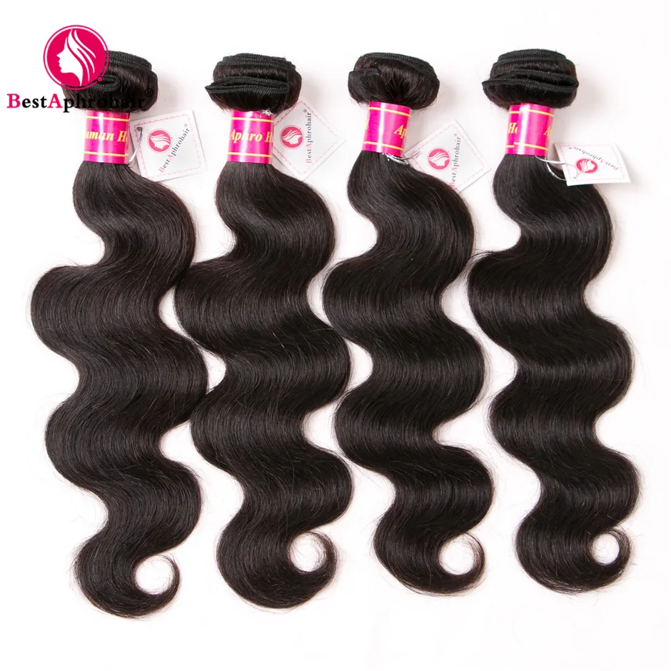 4 Bundles Deal Body Wave Bundles 8-24 Inch Brazilian Hair Weave Bundles Non-Remy Human Hair Bundles BESTAPHROHAIR