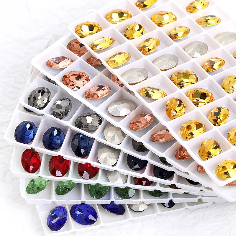 Astrobox Oval Gem K9 Glass Sew On Rhinestones For Clothing Point Back Jewelry Making Loose Strass Crystal Clothes Accessories