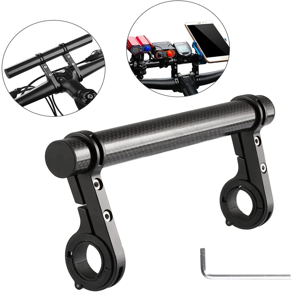 

20CM Bike Handlebar carbon fiber Double Bicycle Handlebar Extension Bracket for Holding Motorcycle E-Bike Lamp Speedometer GPS