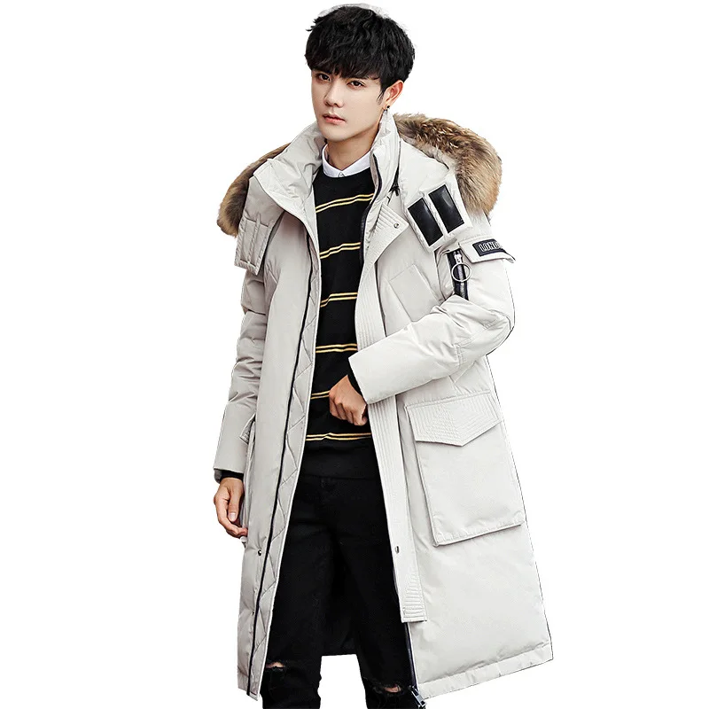 Down Jacket Men's Winter New Style Men's Casual down Jacket Men'S Wear Youth Thick Warm Mid-length Jacket