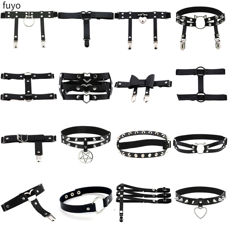 Womens Sexy Elasticity Harness Heart Leg Chain Garter Belts Cosplay Spike High Quality Elastic Thigh Ring Garter Bondage Belts